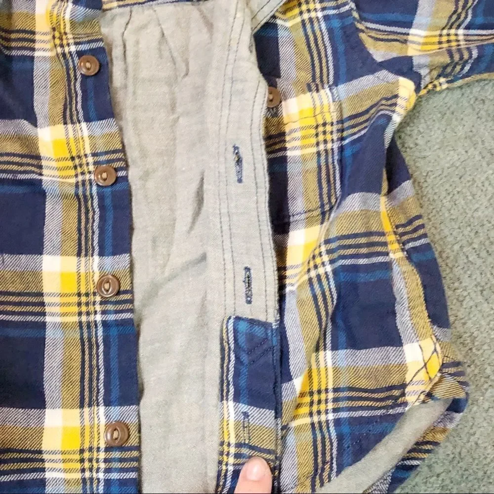 Baby Gap plaid shirt yellow blue and grey colors